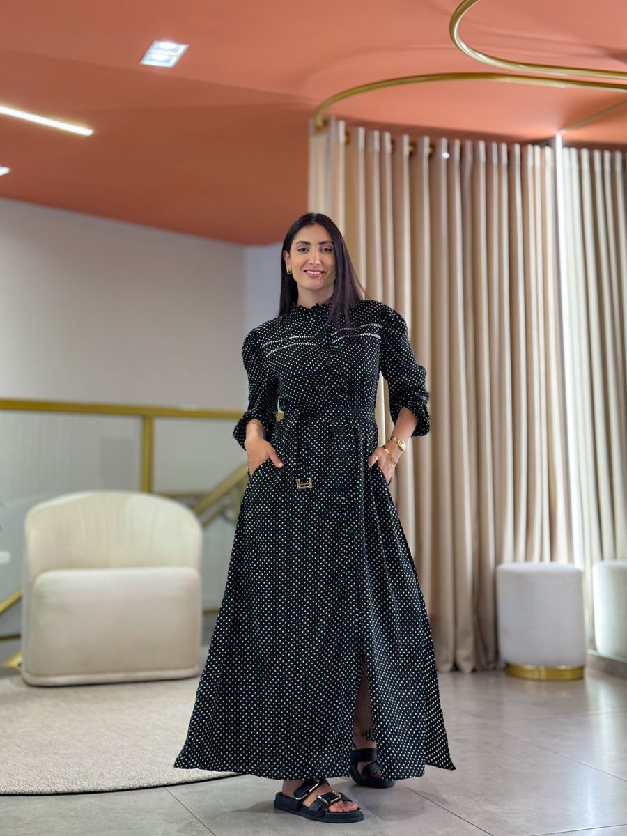 Vestido Rayssa Preto Poá