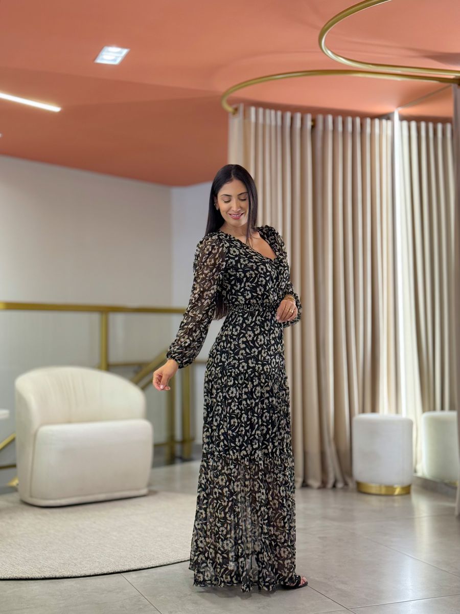 Vestido Valencia Preto Floral