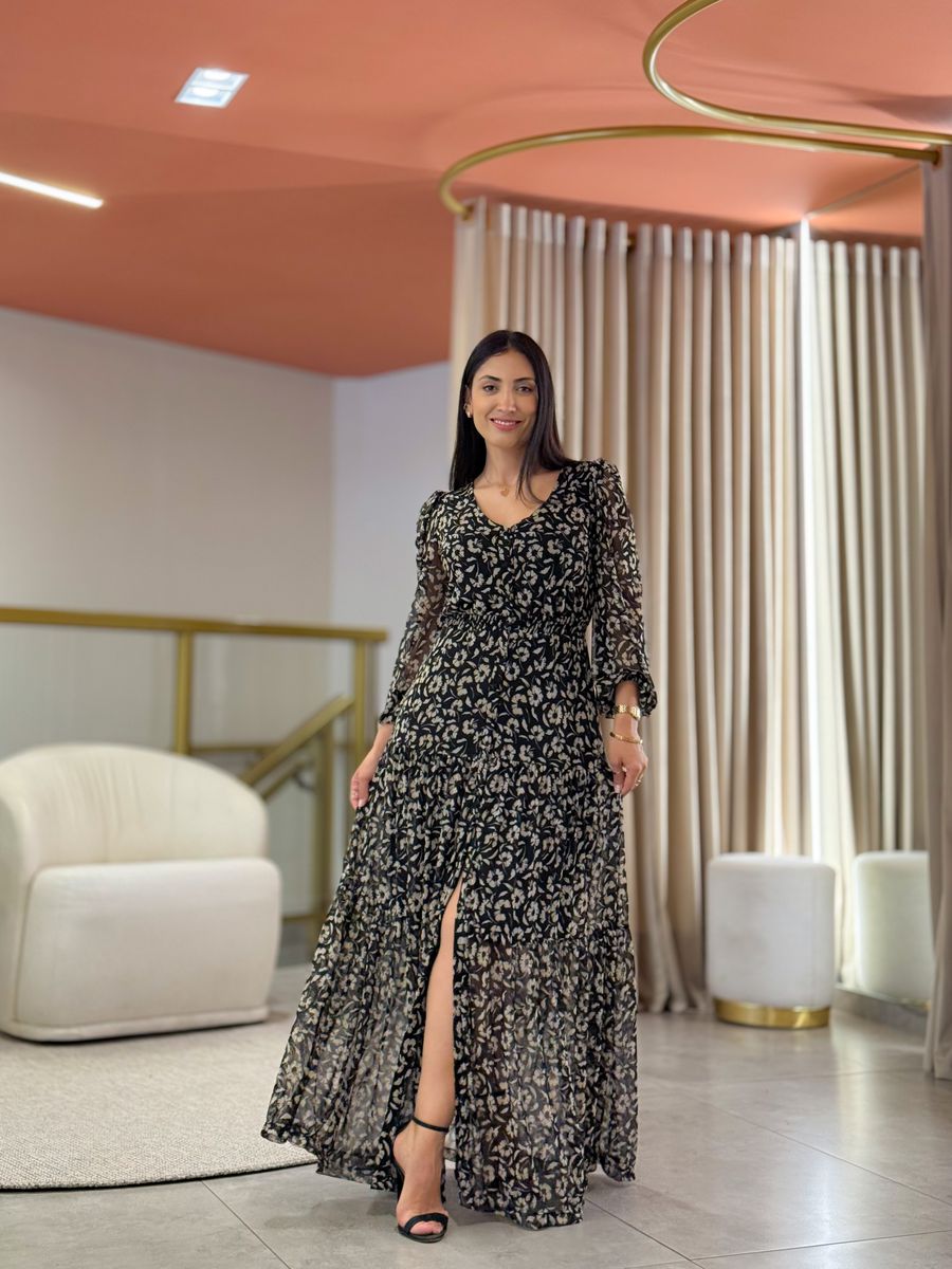 Vestido Valencia Preto Floral