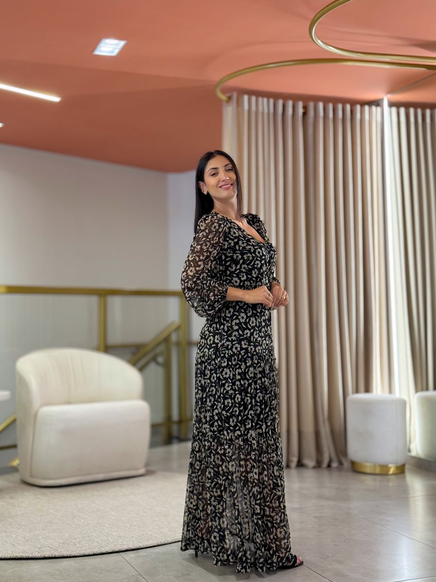 Vestido Valencia Preto Floral