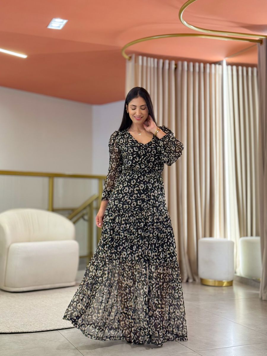 Vestido Valencia Preto Floral
