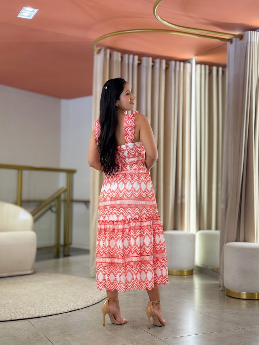 Vestido Mari Vermelho E Branco