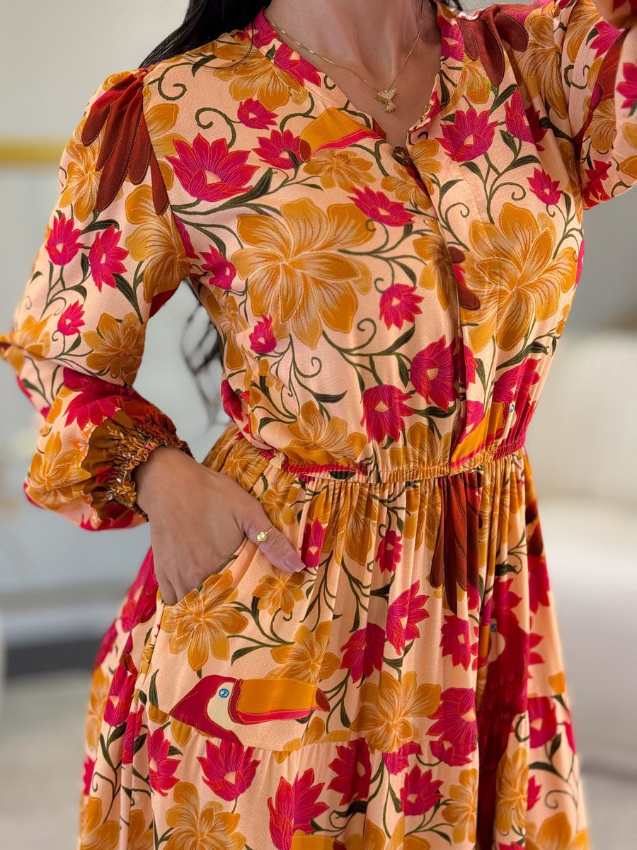 Vestido Farm Salmão