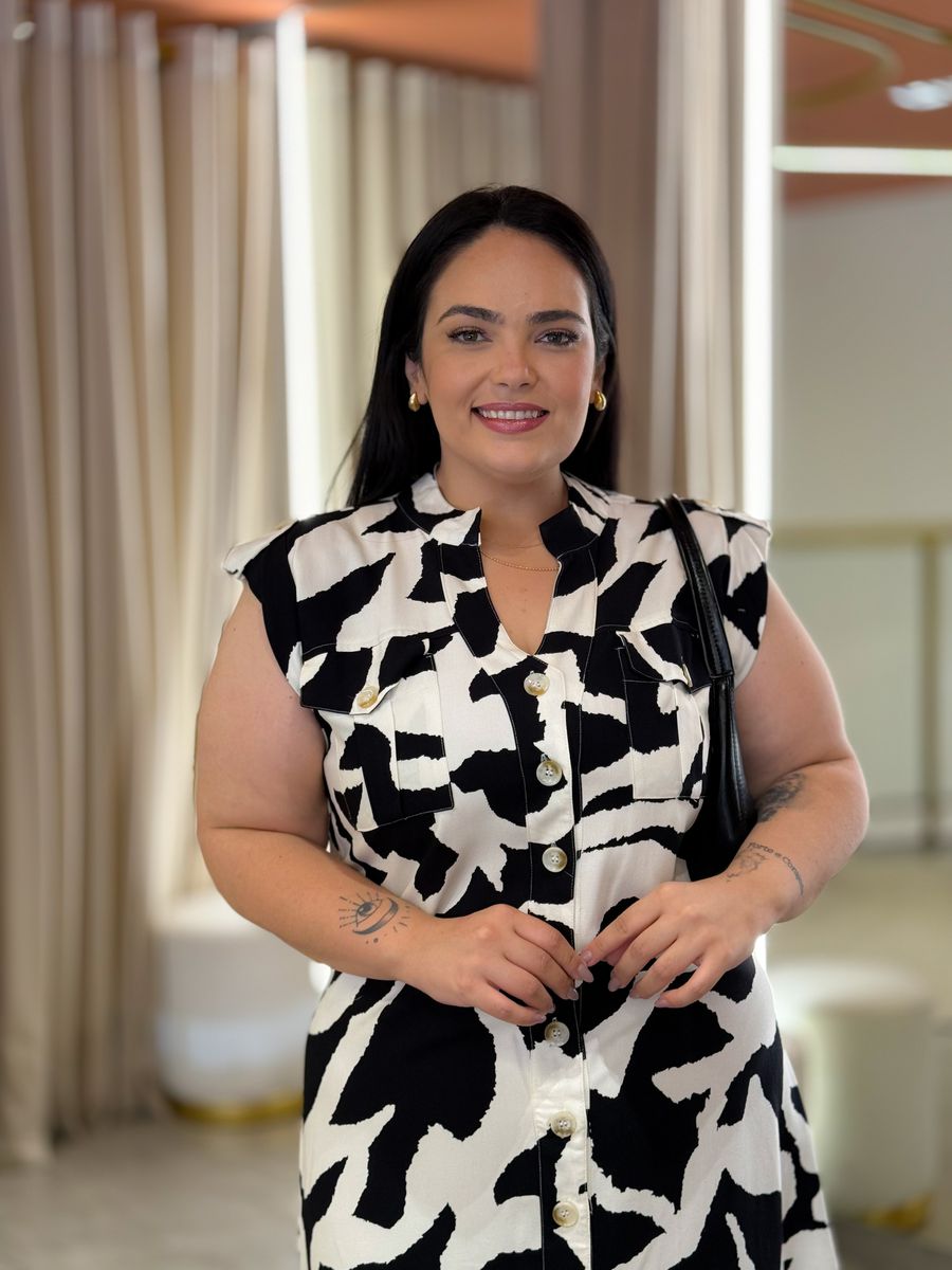 Chemise Tabata Preto E Off White