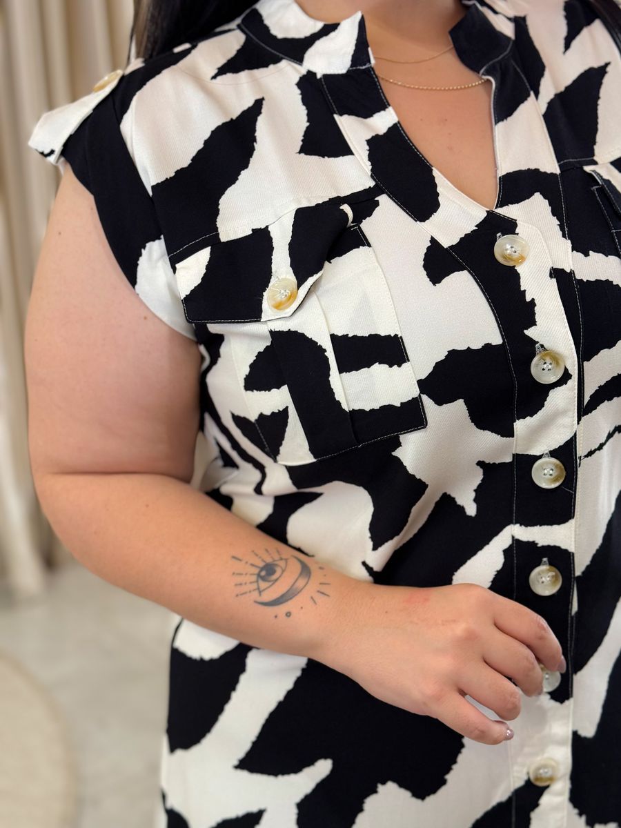 Chemise Tabata Preto E Off White