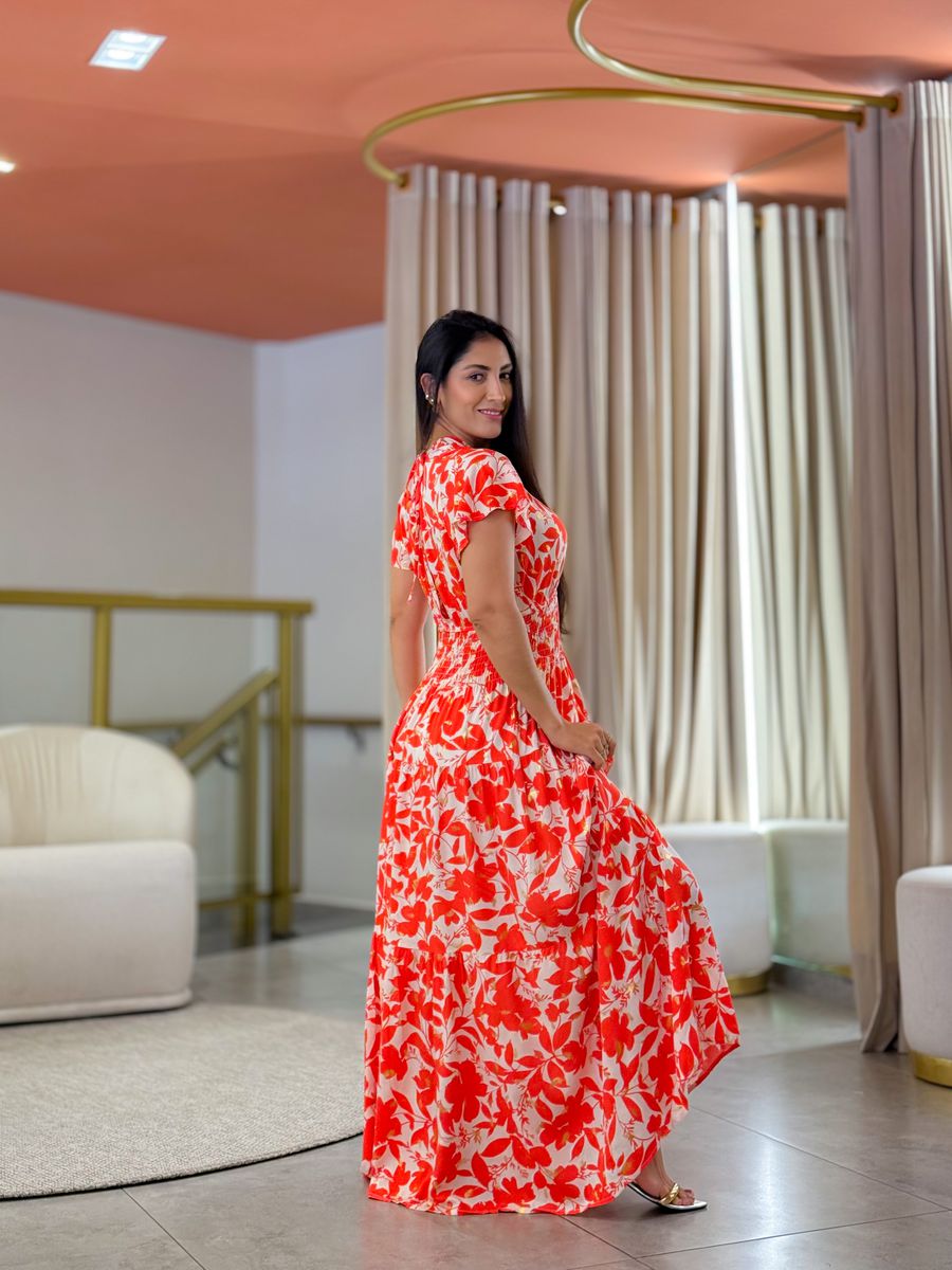 Vestido Emily Branco E Vermelho