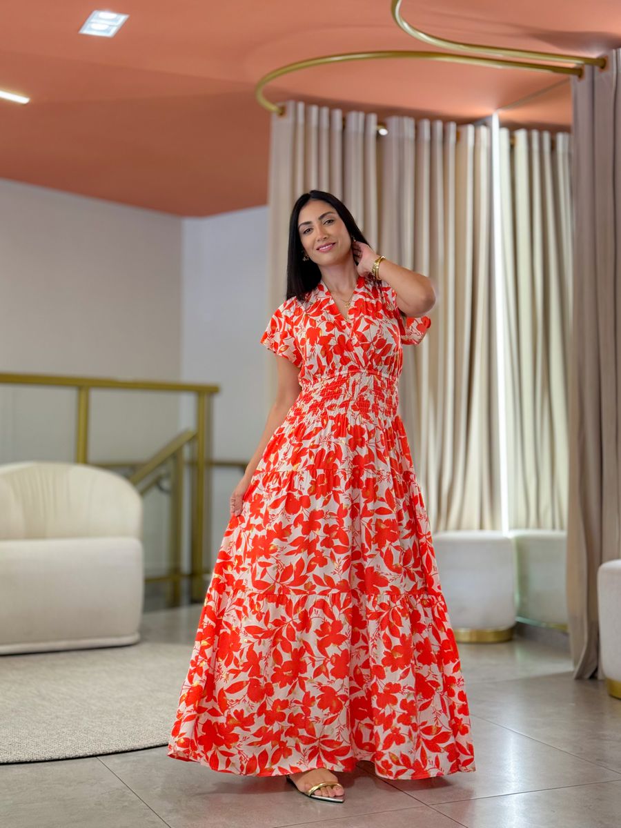 Vestido Emily Branco E Vermelho