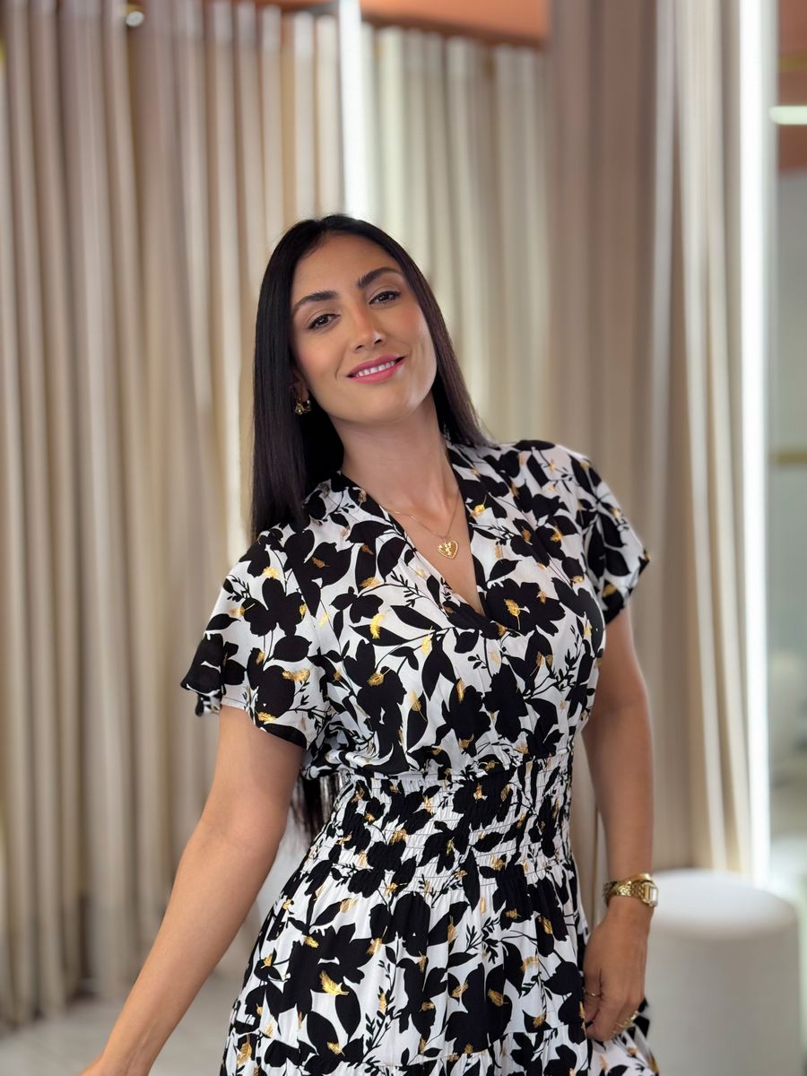 Vestido Emily Branco E Preto