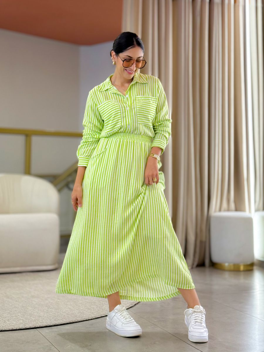 Conjunto Cecilia Verde E Off White