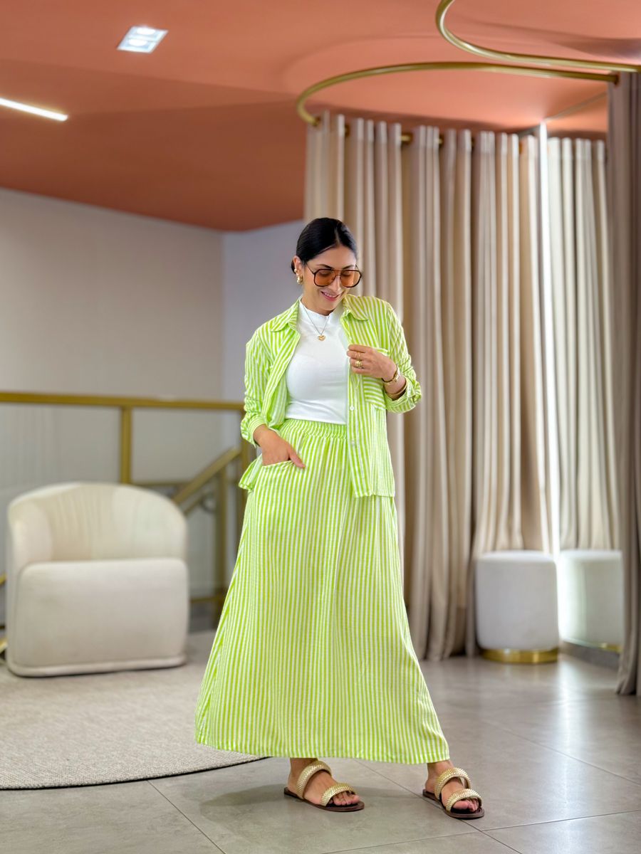 Conjunto Cecilia Verde E Off White