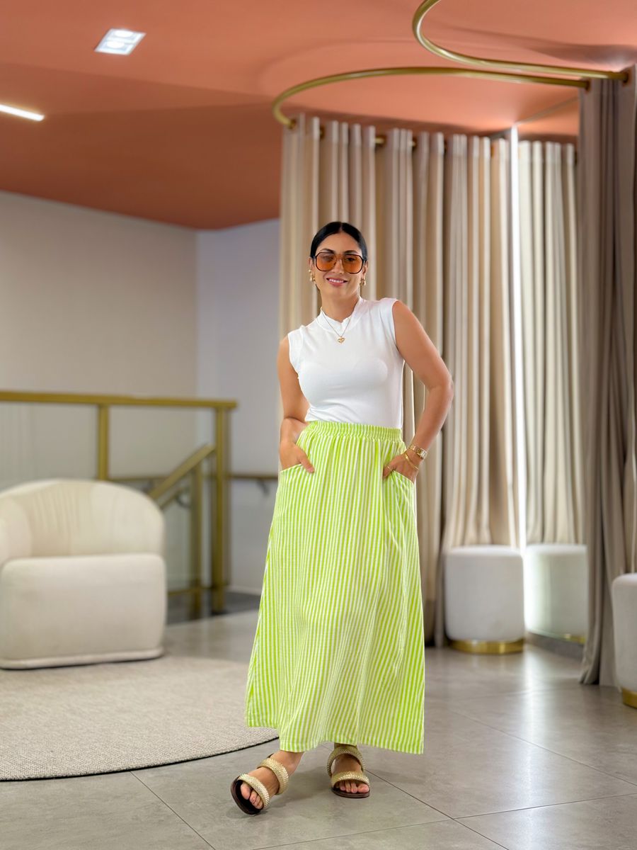 Conjunto Cecilia Verde E Off White