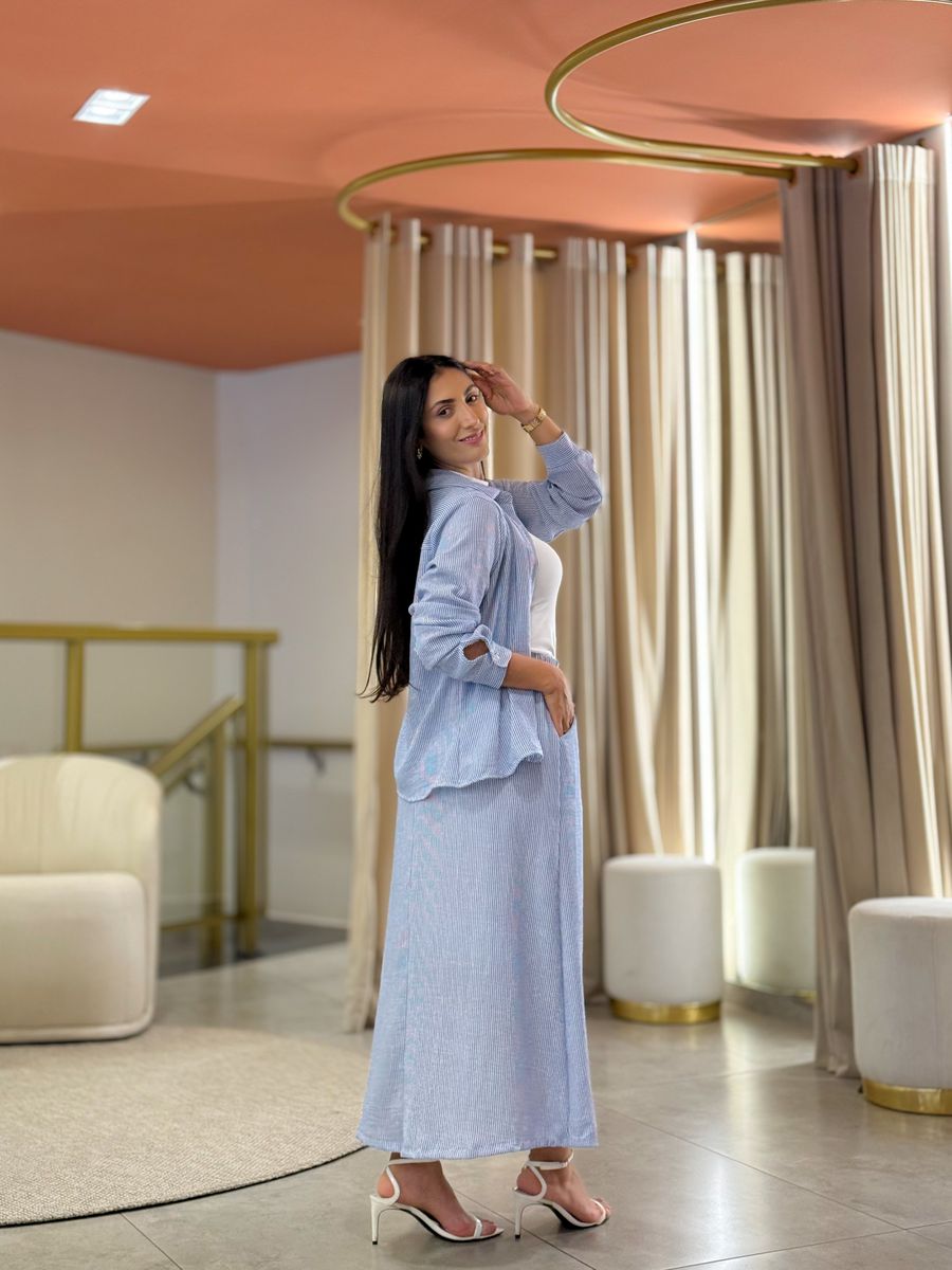 Conjunto Maria Flor Azul E Branco