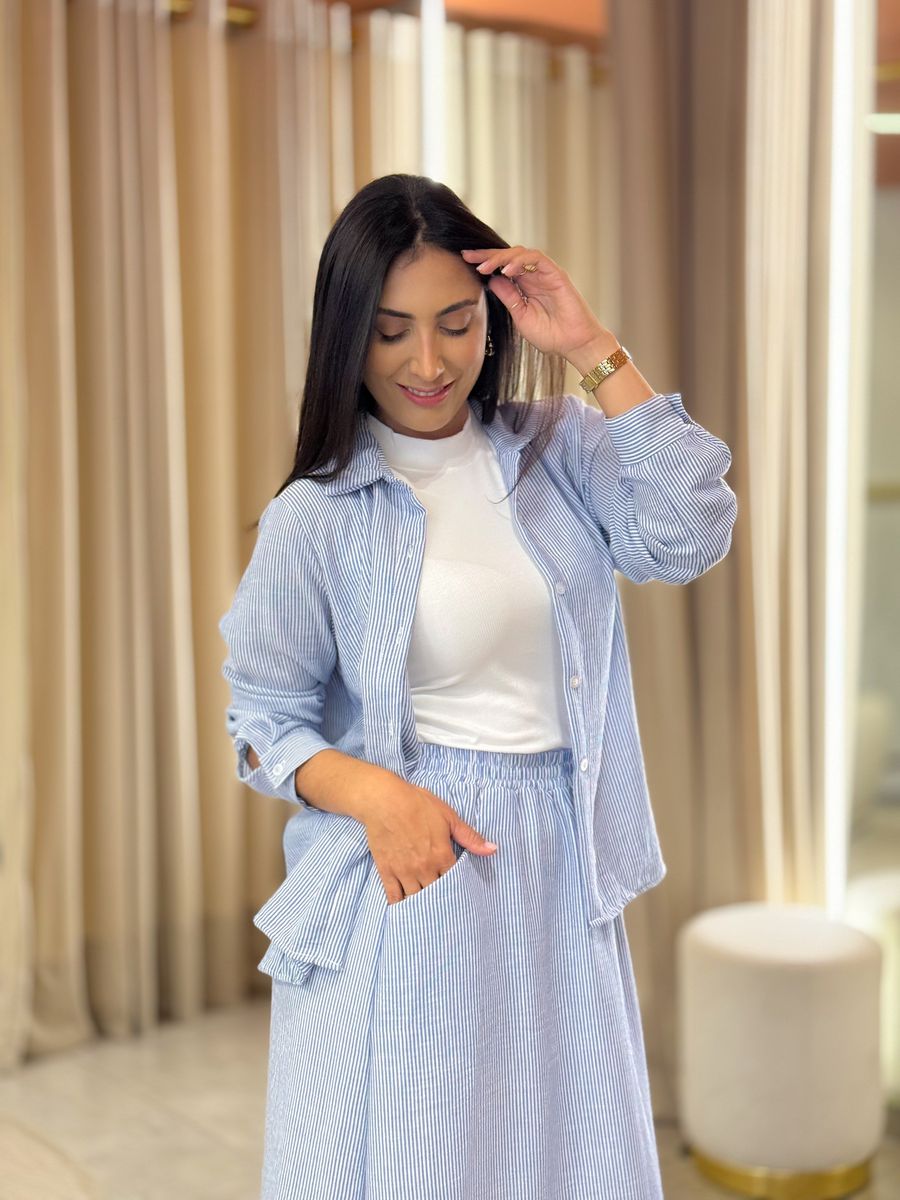 Conjunto Maria Flor Azul E Branco