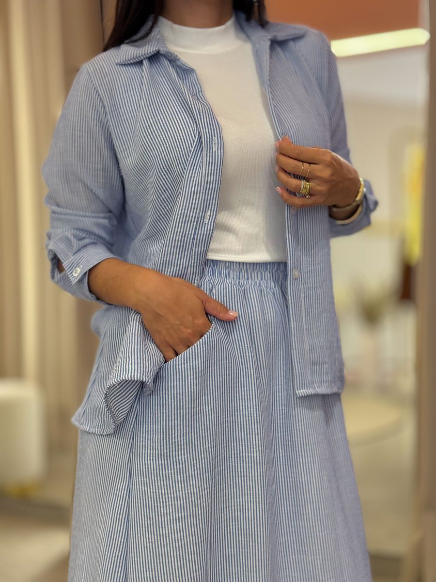 Conjunto Maria Flor Azul E Branco