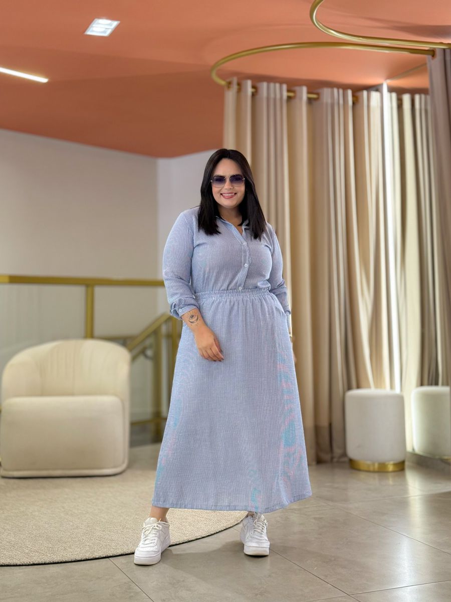 Conjunto Maria Flor Azul E Branco