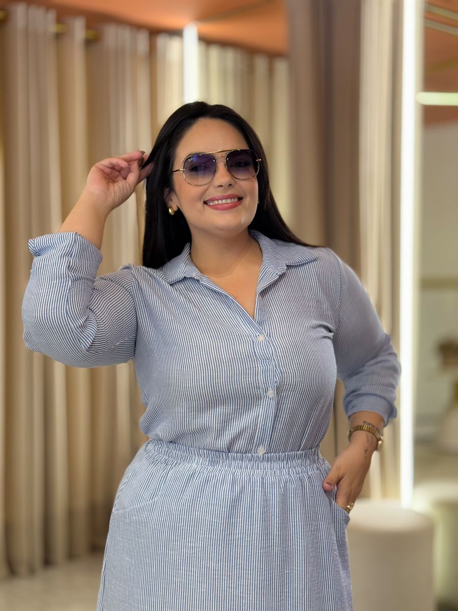 Conjunto Maria Flor Azul E Branco