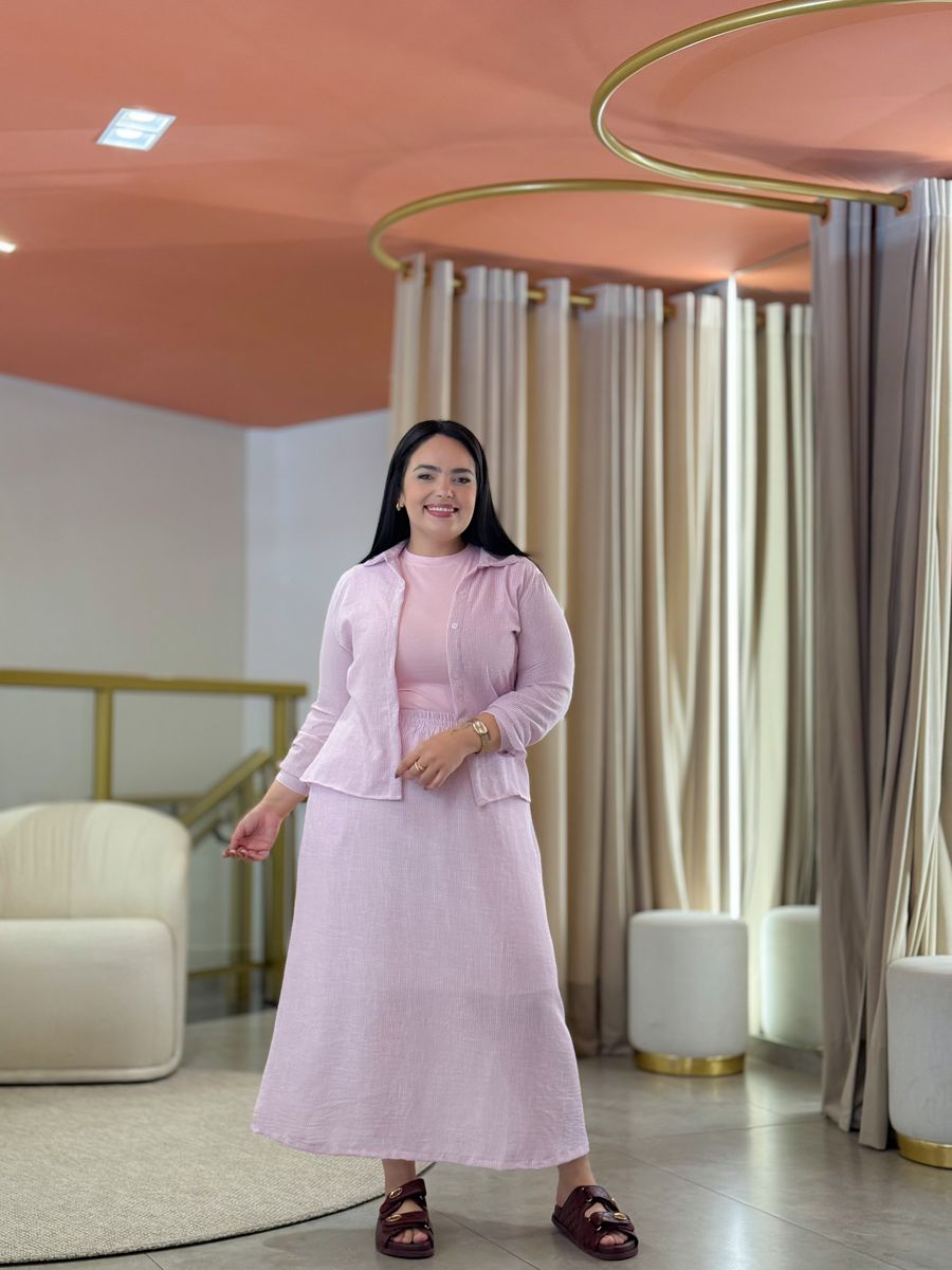 Conjunto Maria Flor Rosa E Branco