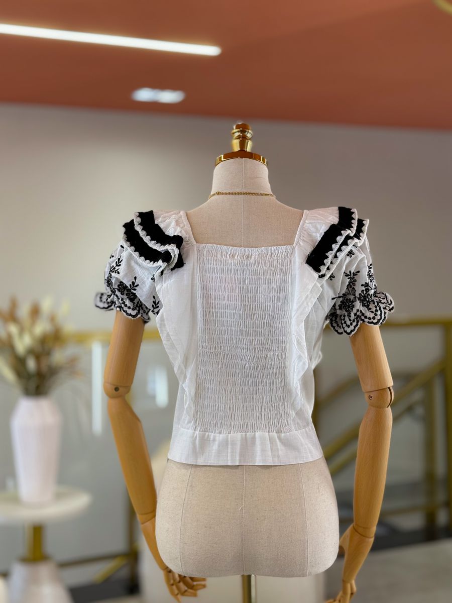 Blusa Barbara Branco E Preto