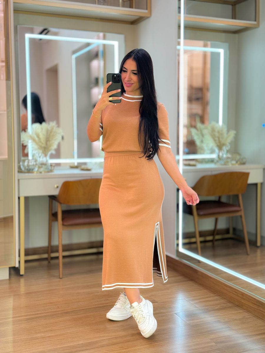 Conjunto Julia Tricot Nude e Off