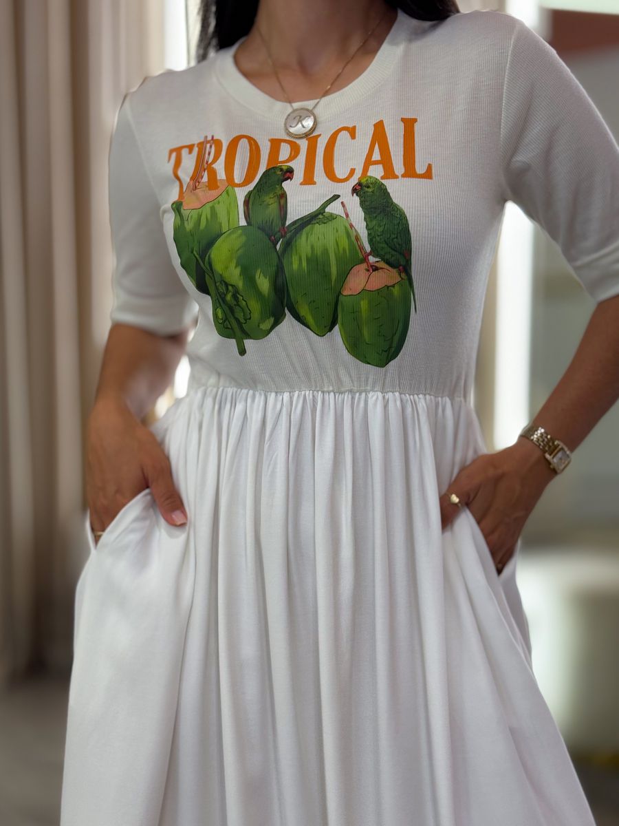 Vestido Kiara Branco Tropical 