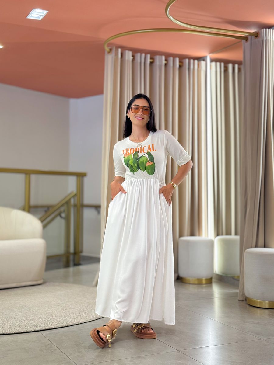 Vestido Kiara Branco Tropical 