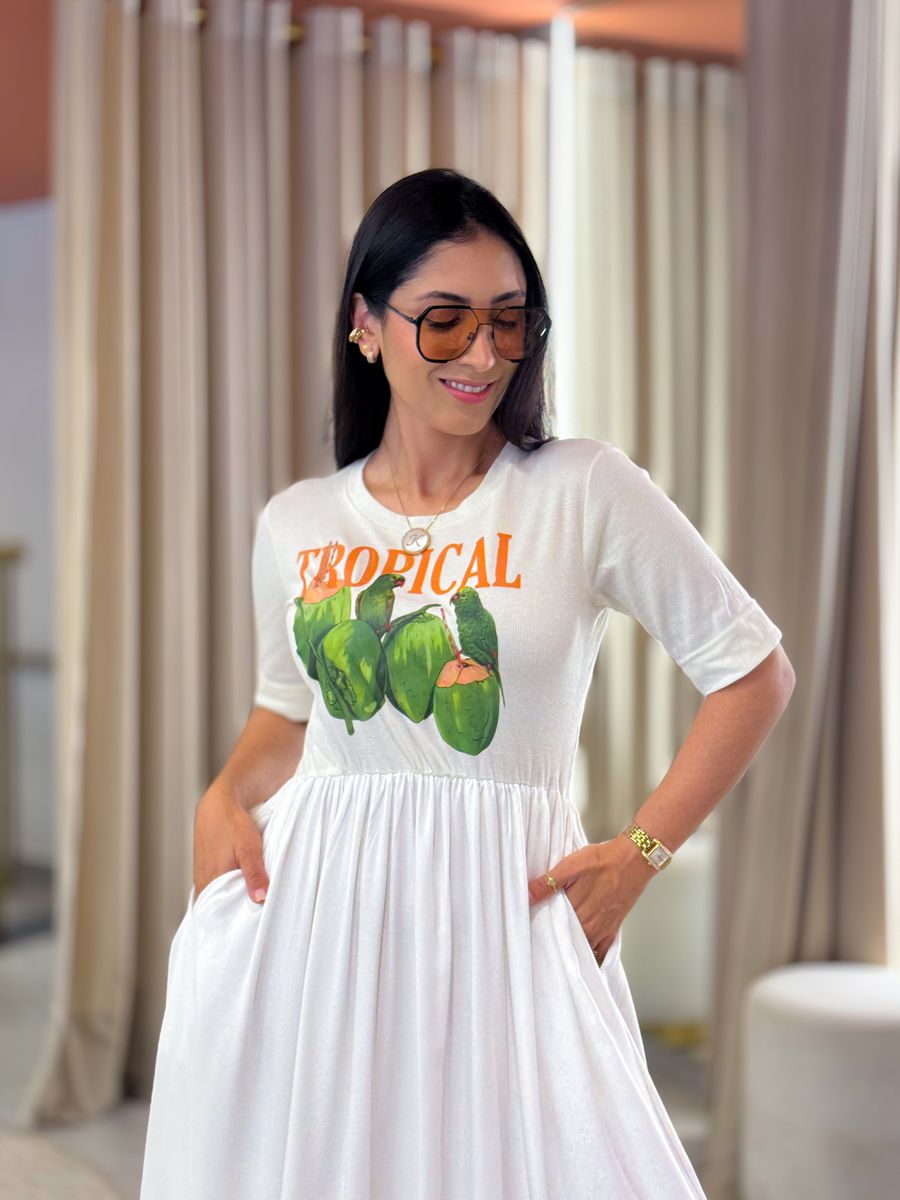 Vestido Kiara Branco Tropical 