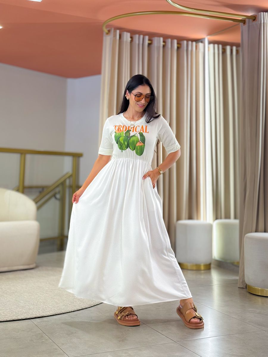 Vestido Kiara Branco Tropical 
