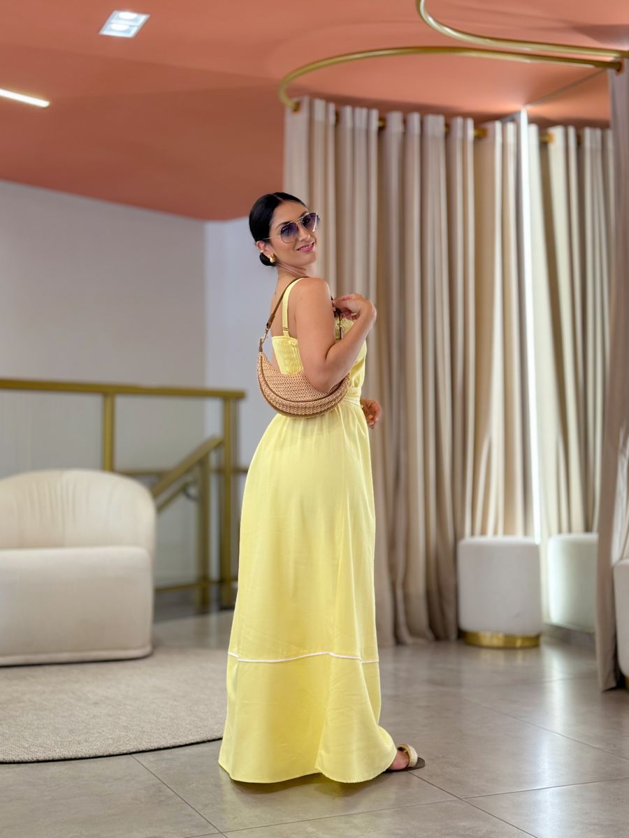 Vestido Maite Amarelo E Branco 