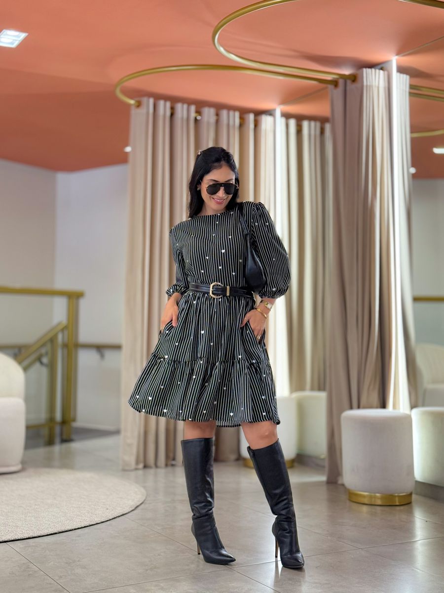 Vestido Antonela Preto E Branco
