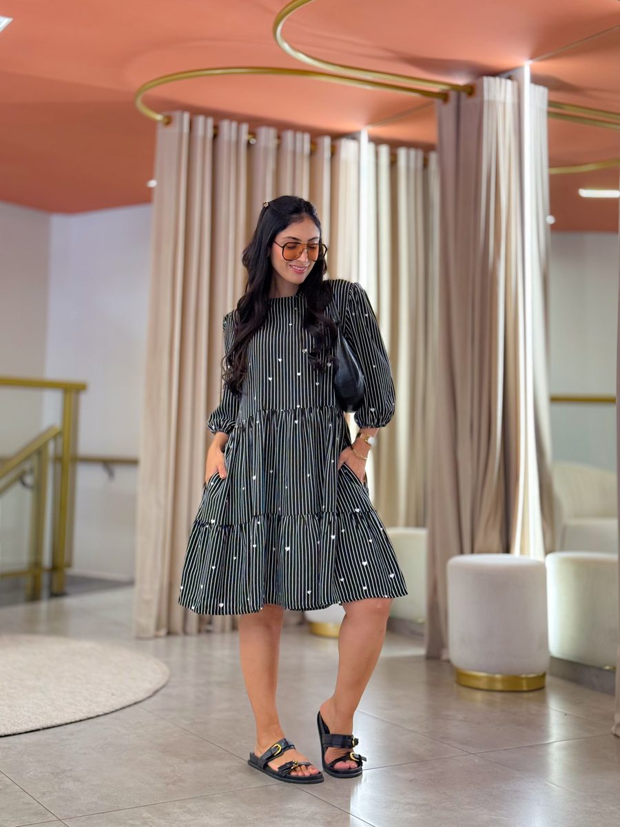 Vestido Antonela Preto E Branco