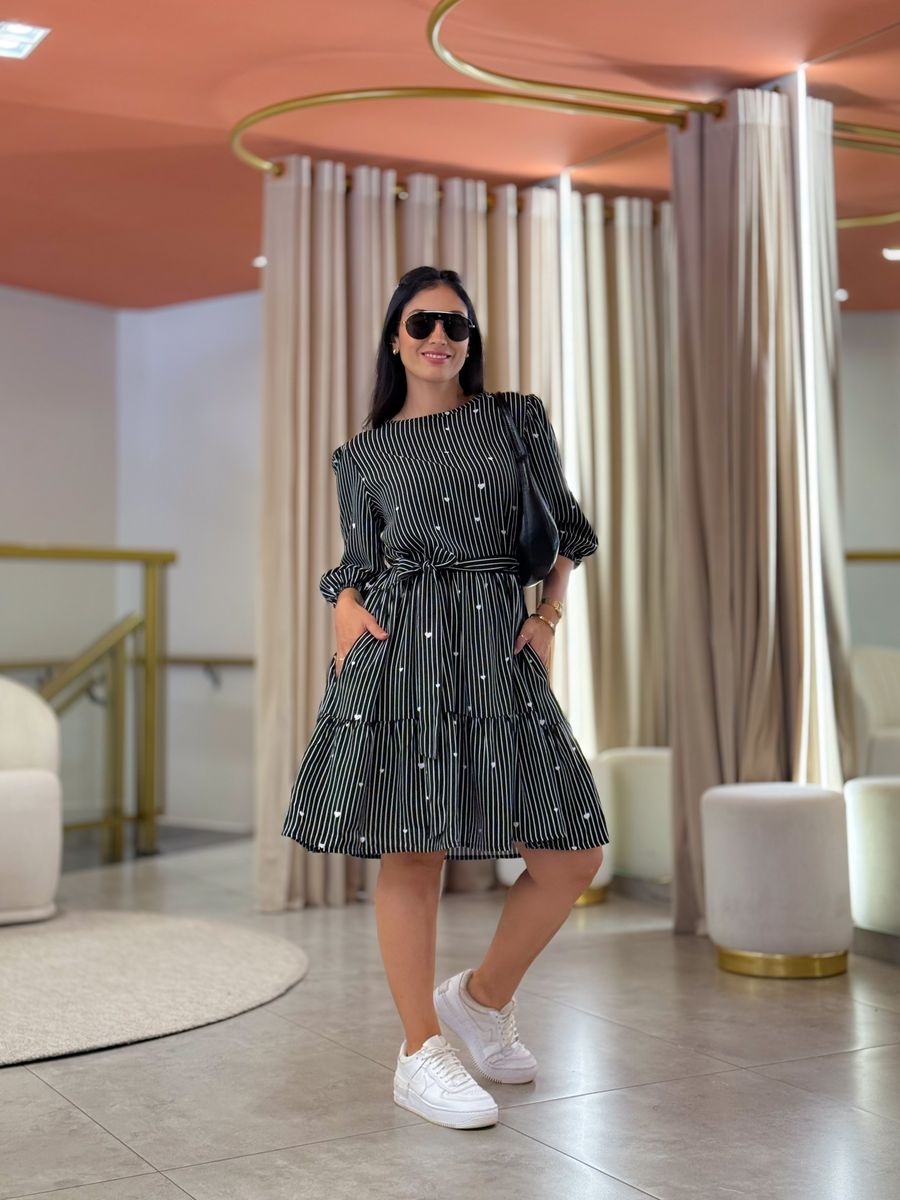 Vestido Antonela Preto E Branco