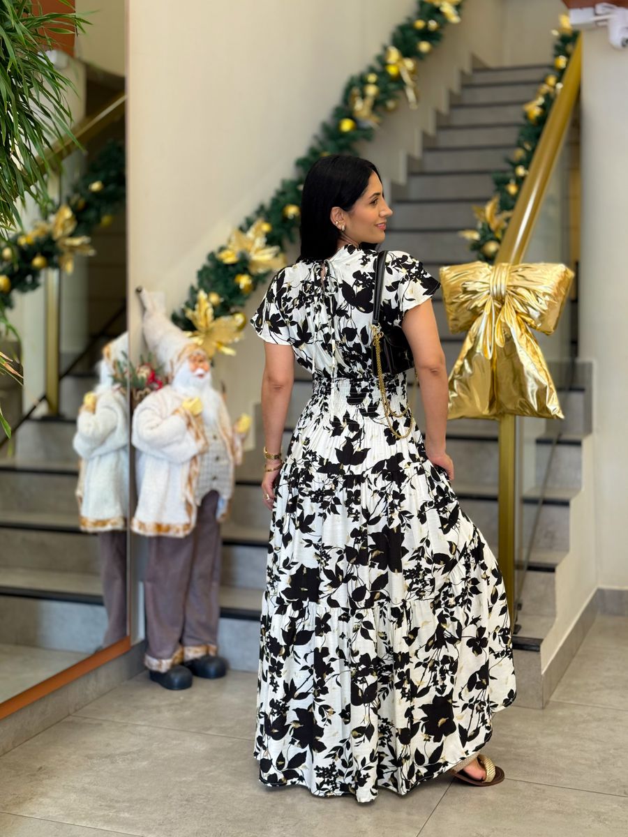 Vestido Emily Off White E Preto