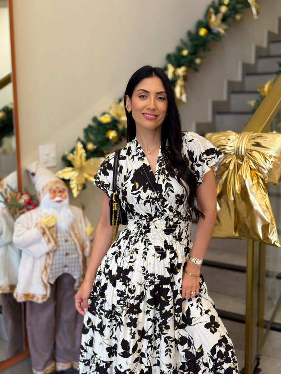 Vestido Emily Off White E Preto