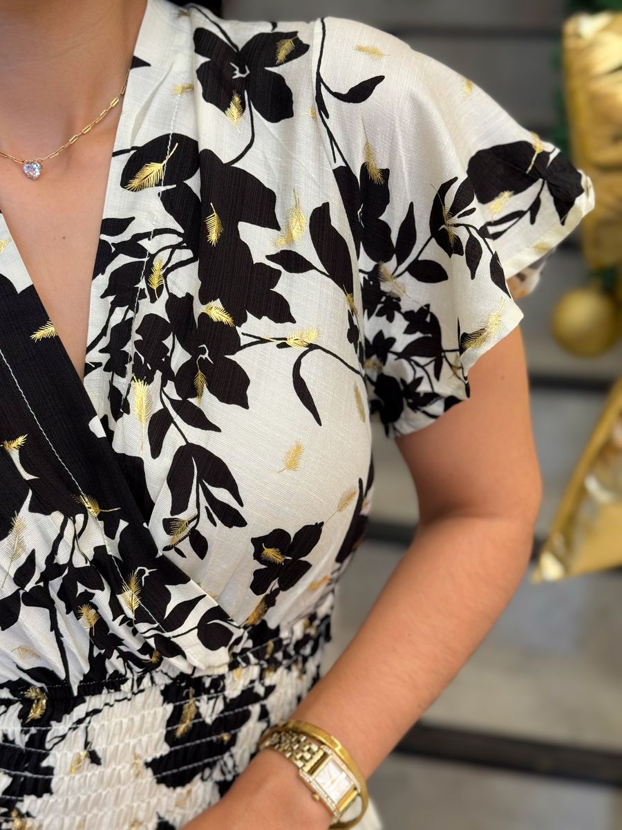 Vestido Emily Off White E Preto