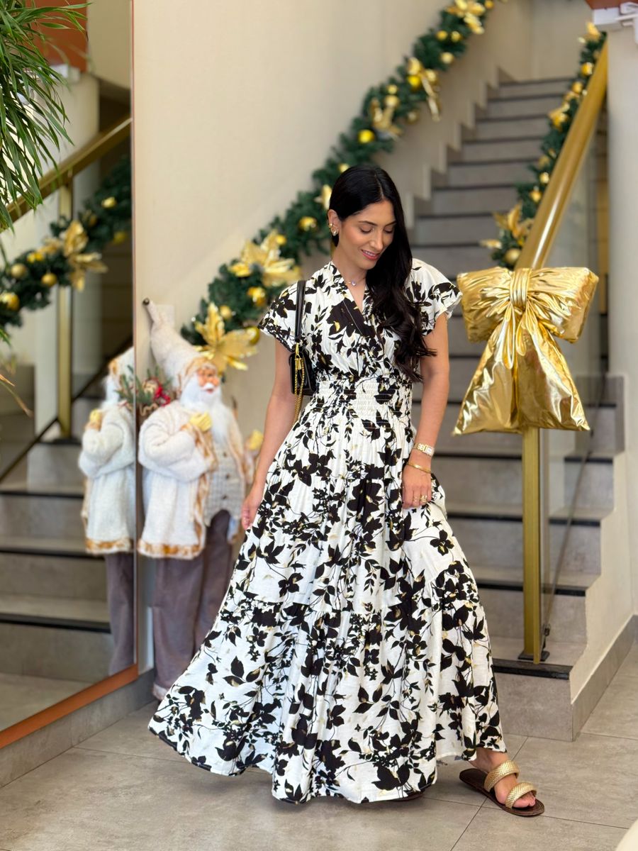 Vestido Emily Off White E Preto