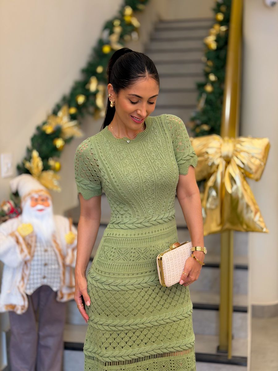 Vestido Laisa Tricot Verde Oliva