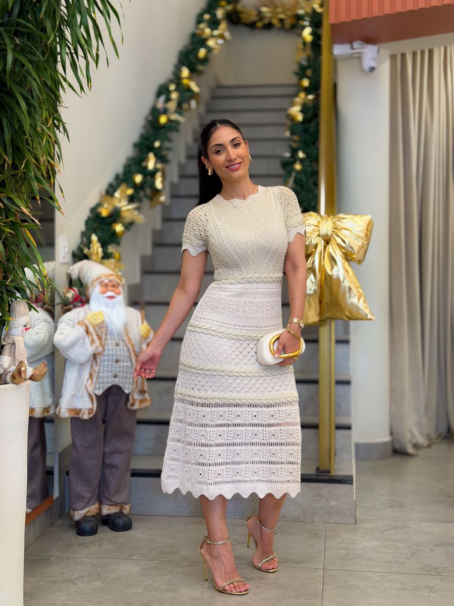 Vestido Laisa Tricot Areia