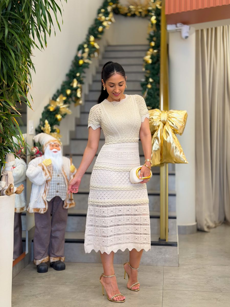Vestido Laisa Tricot Areia