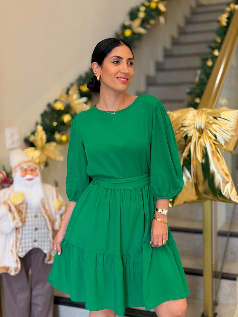 Vestido Antonela Verde Liso 