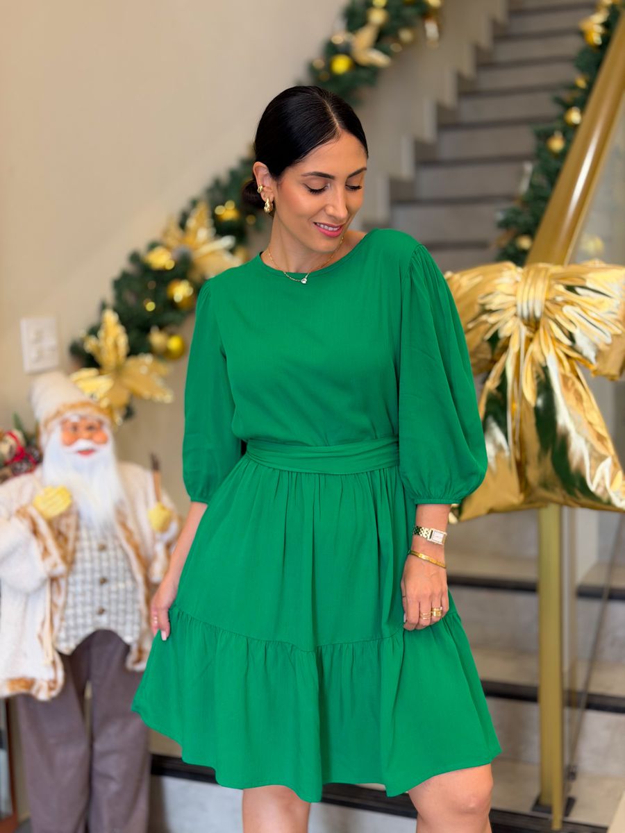 Vestido Antonela Verde Liso 