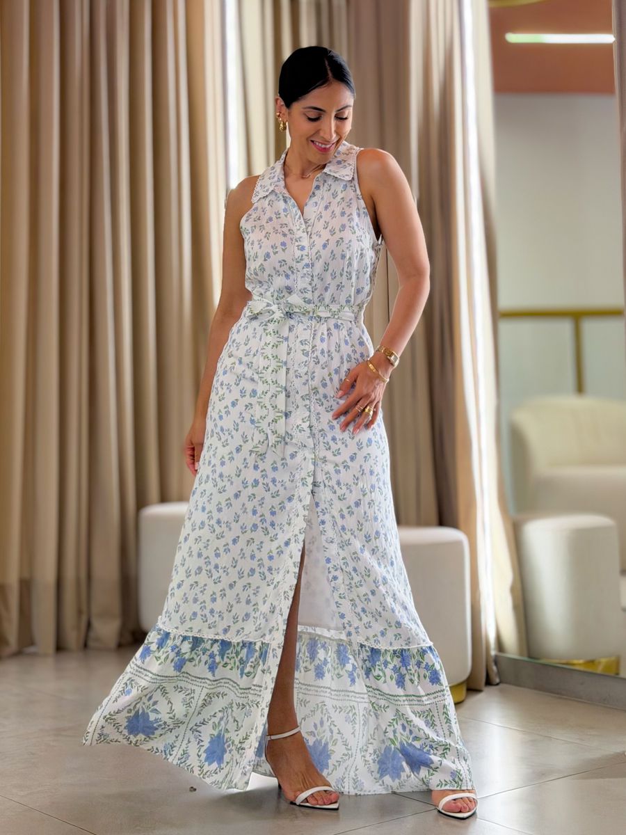 Vestido Grécia Azul Floral