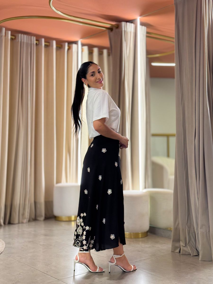 Saia Cristal Preto E Branco