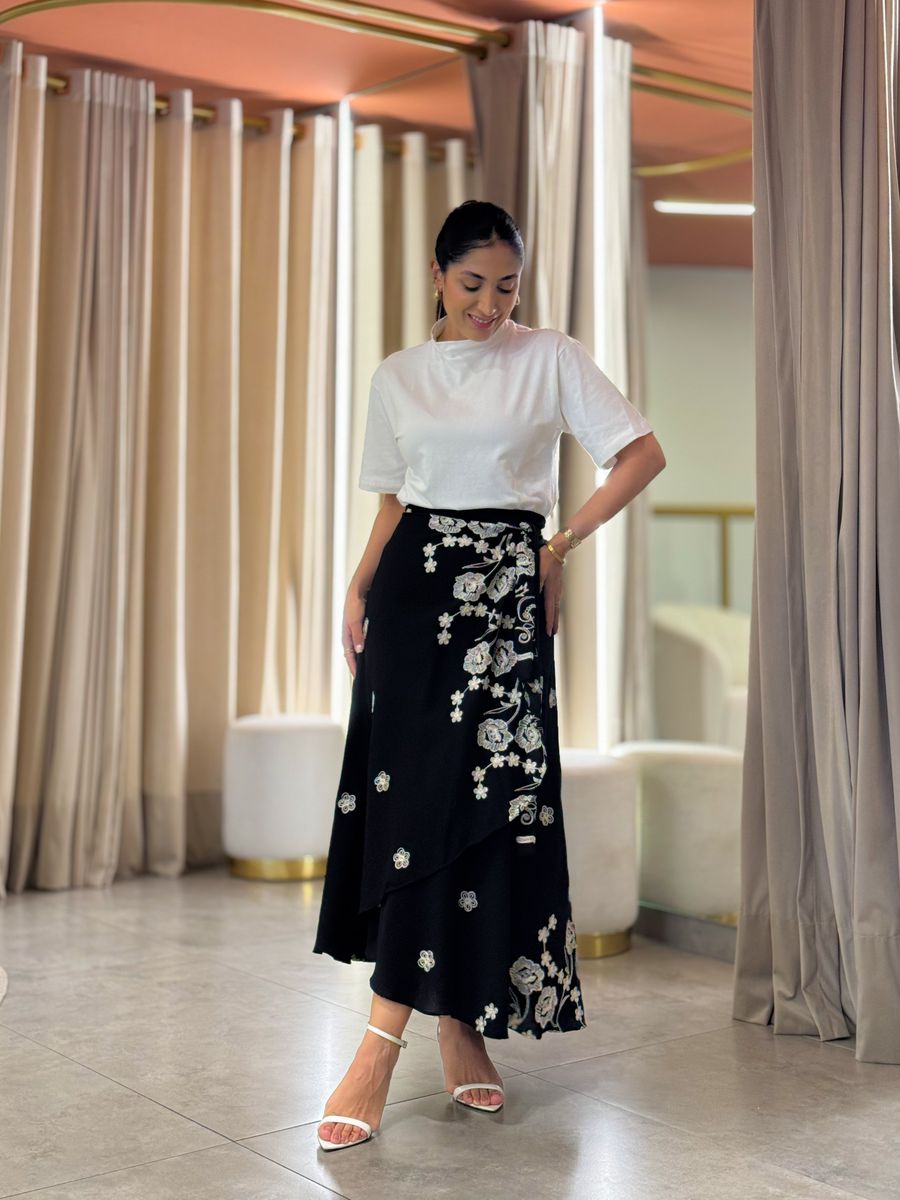 Saia Cristal Preto E Branco