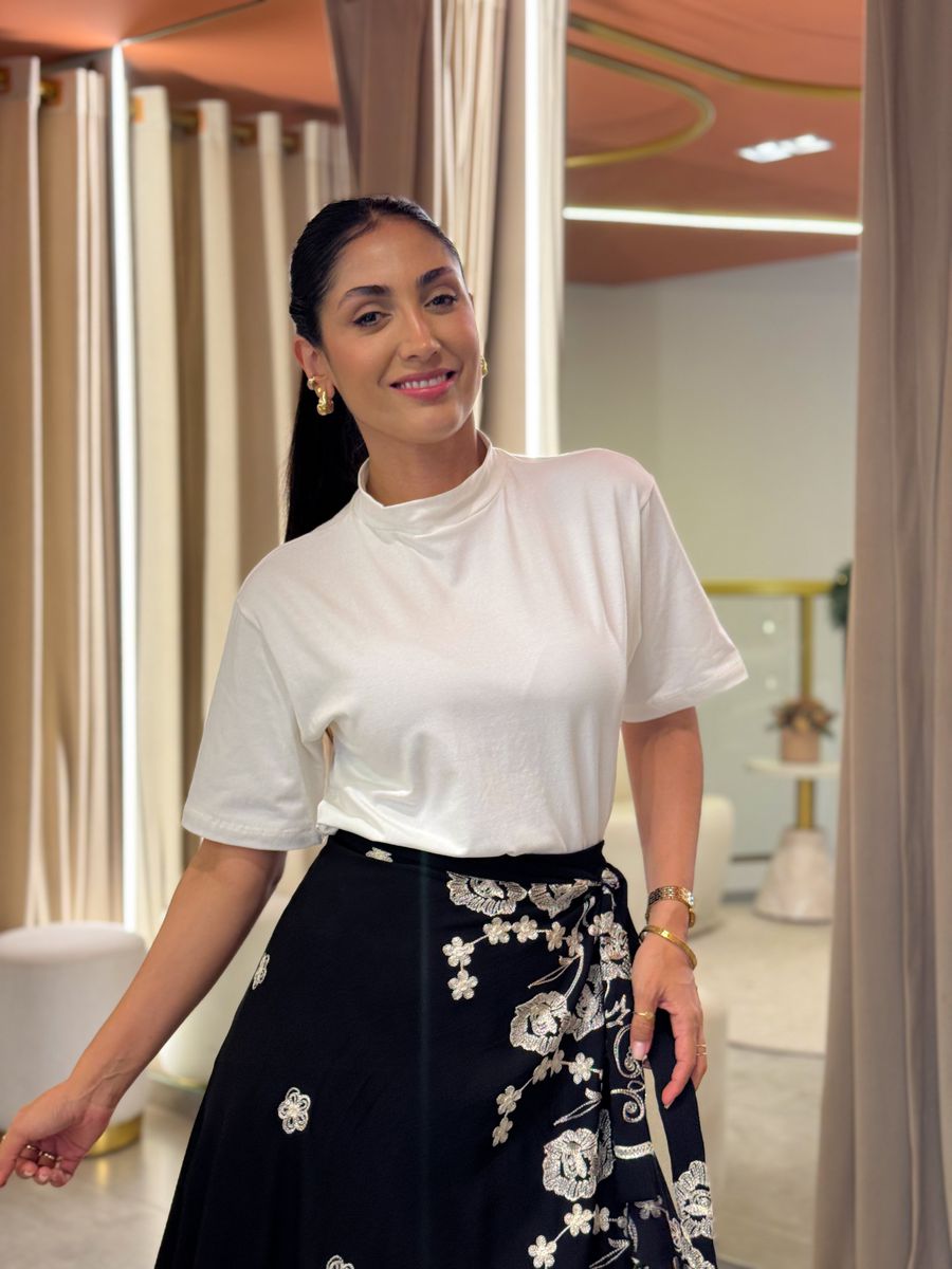 Saia Cristal Preto E Branco