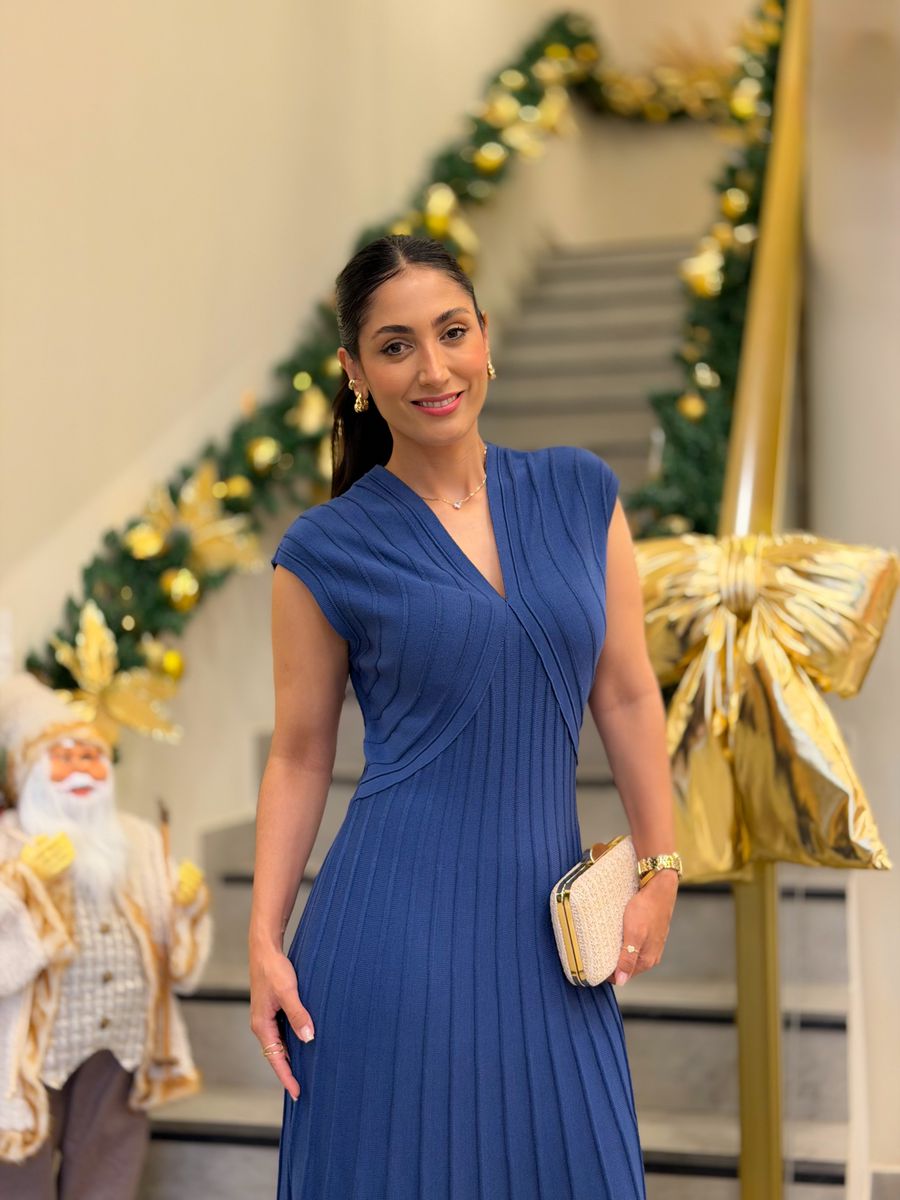 Vestido Simone Tricot Azul