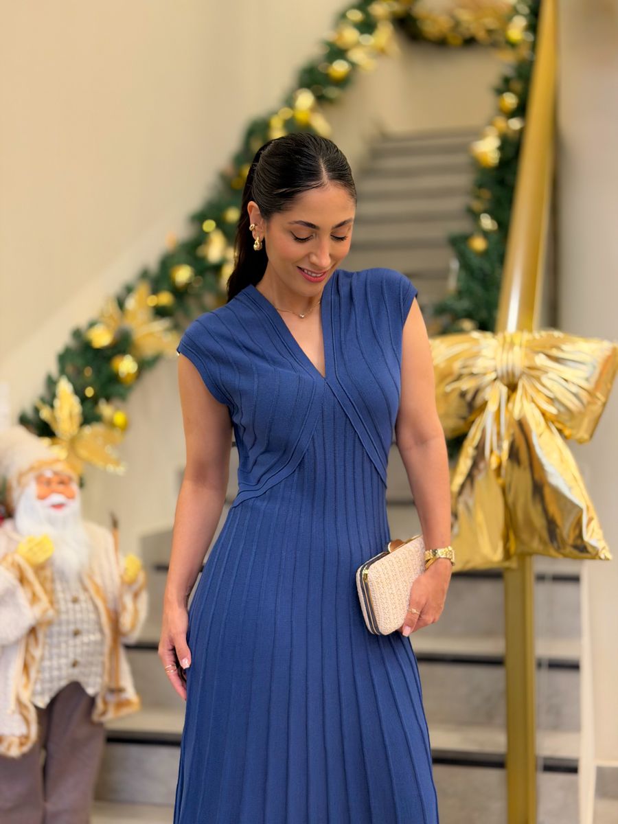 Vestido Simone Tricot Azul
