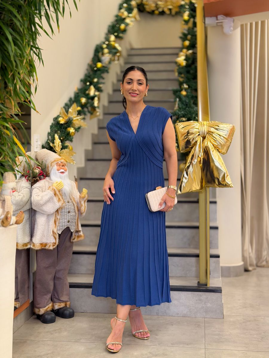 Vestido Simone Tricot Azul