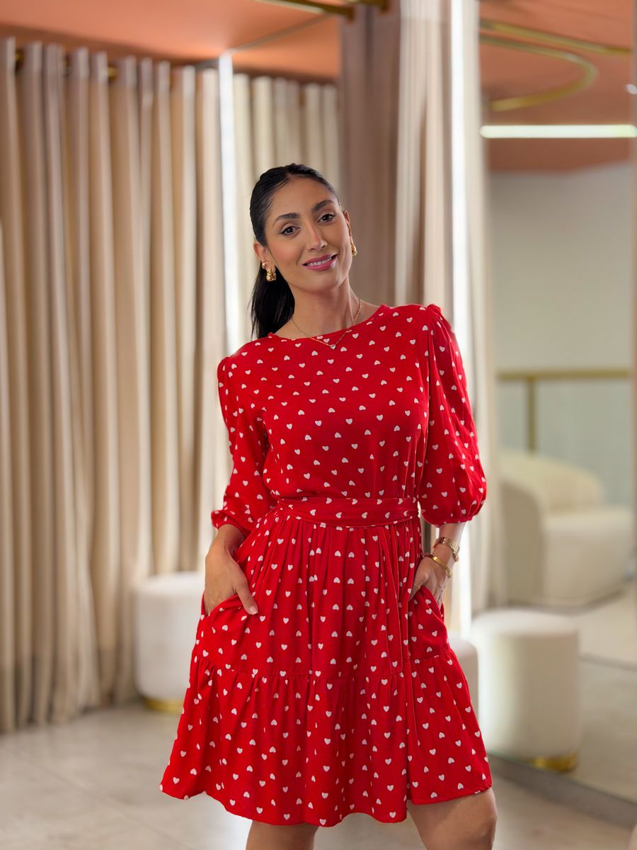 Vestido Antonela Vermelho E Branco