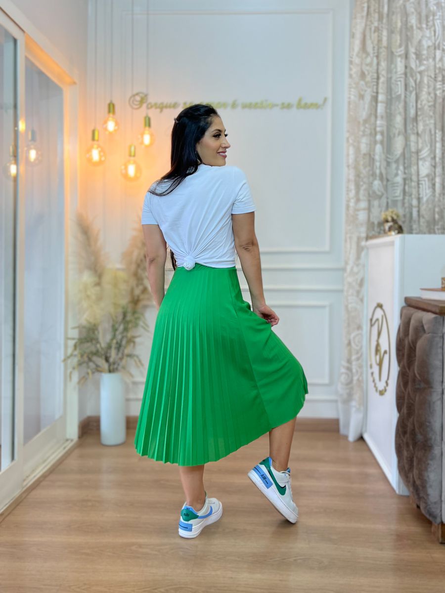 Saia Julia Plissada Verde 