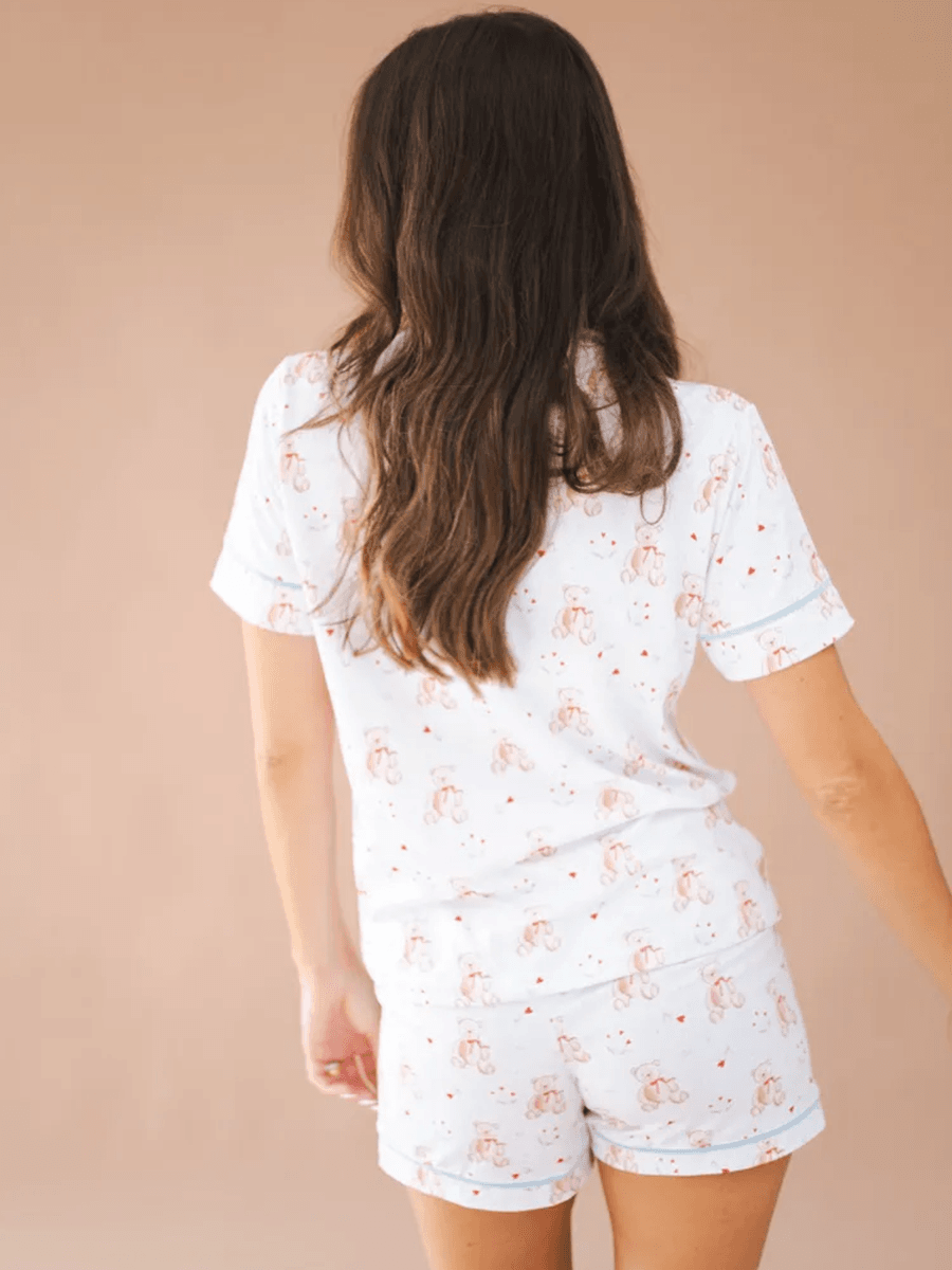 Pijama Feminino Americano Curto Agda Ursos Corações